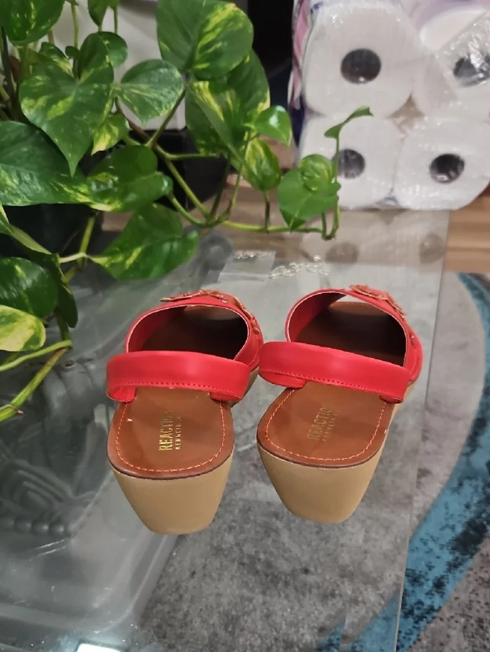 Kenneth Cole Reaction Red Floral Wedge Slingbacks